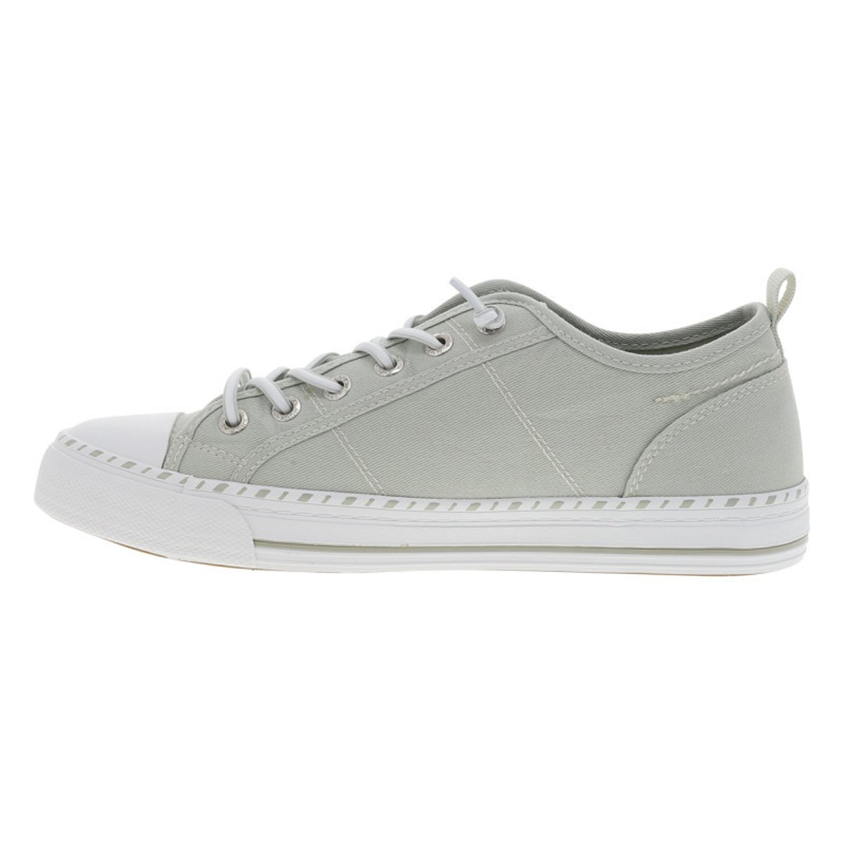 Tennis vertes à talon plat avec des lacets ronds et logo imprimé vert, MUSTANG