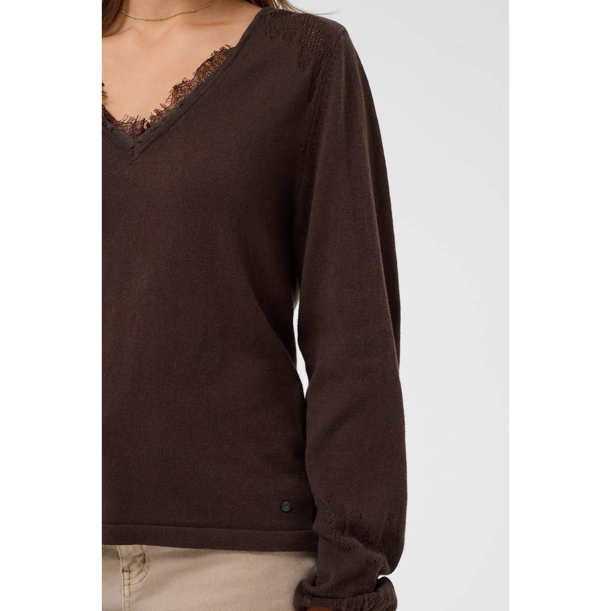 Pullover tricoté marron java, CREAM