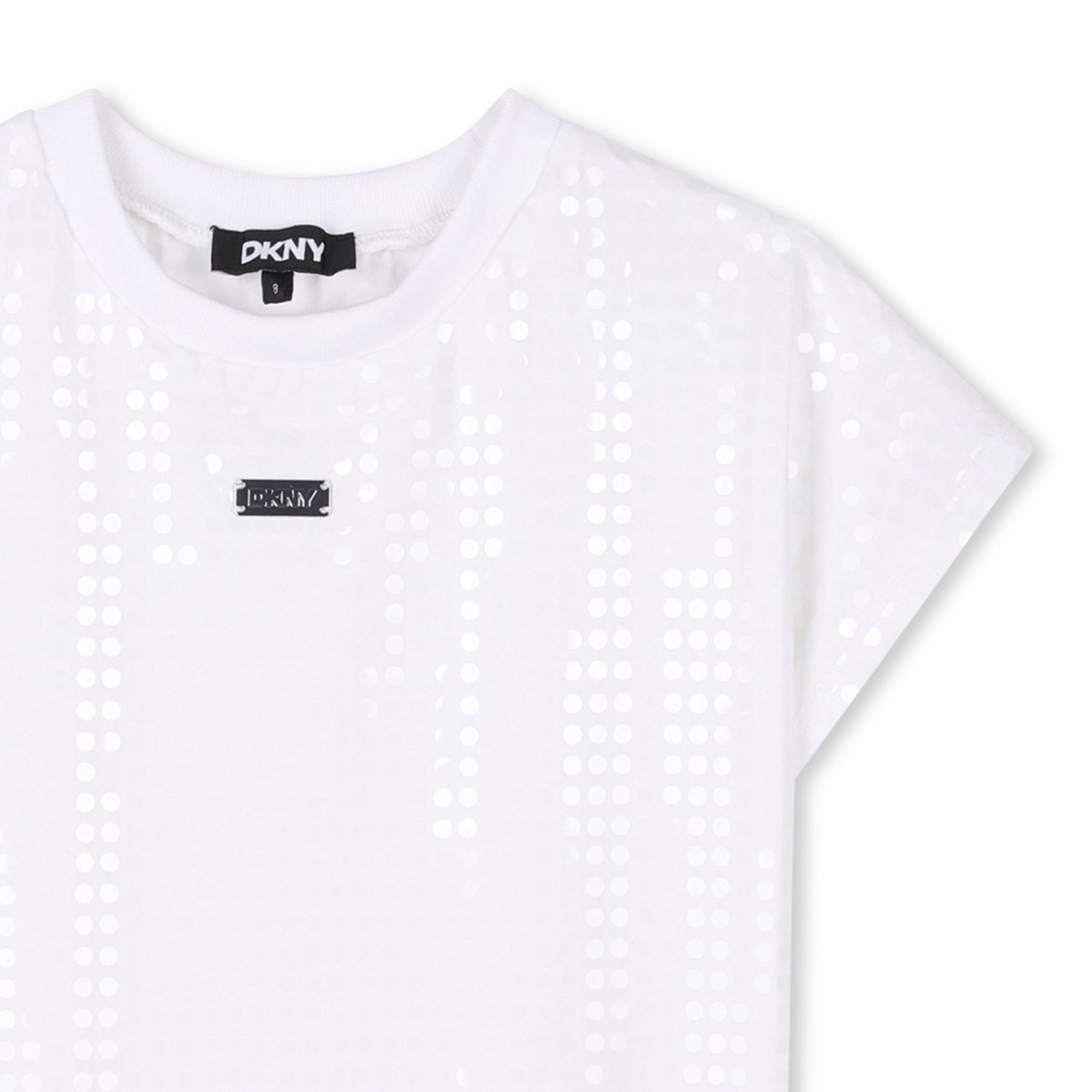 Robe en coton avec sequins blanc, DKNY