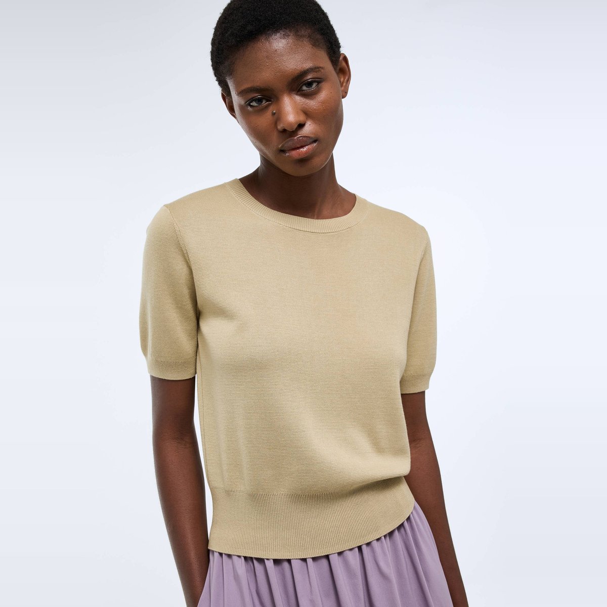 Pull manches courtes uni hemp, MONOPRIX