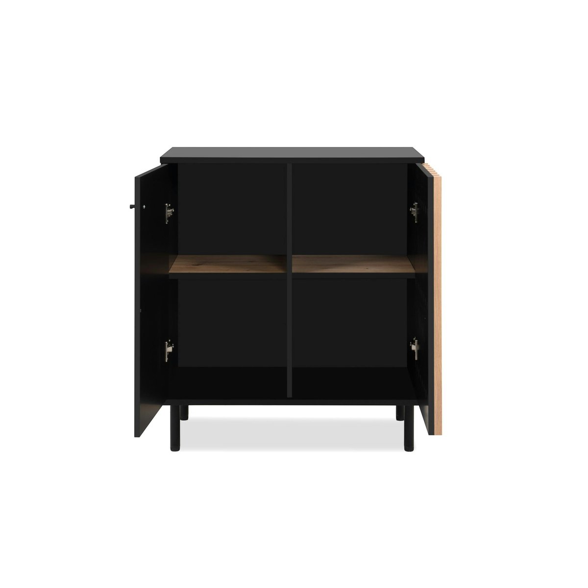 Petit buffet 2 portes design noir et décor bois NOREN noir, PIER IMPORT