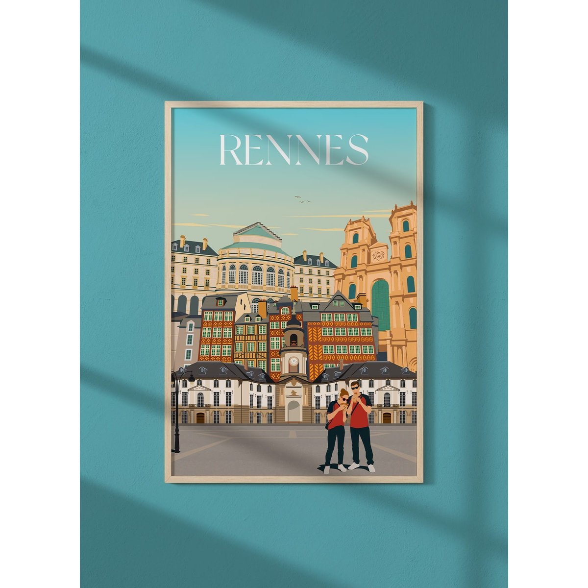 Affiche ville Rennes 5 Mix blanc, L'AFFICHERIE