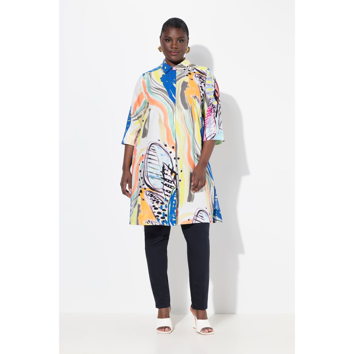 Chemisier long en Lyocell, coupe évasée bleu cobalt, ULLA POPKEN