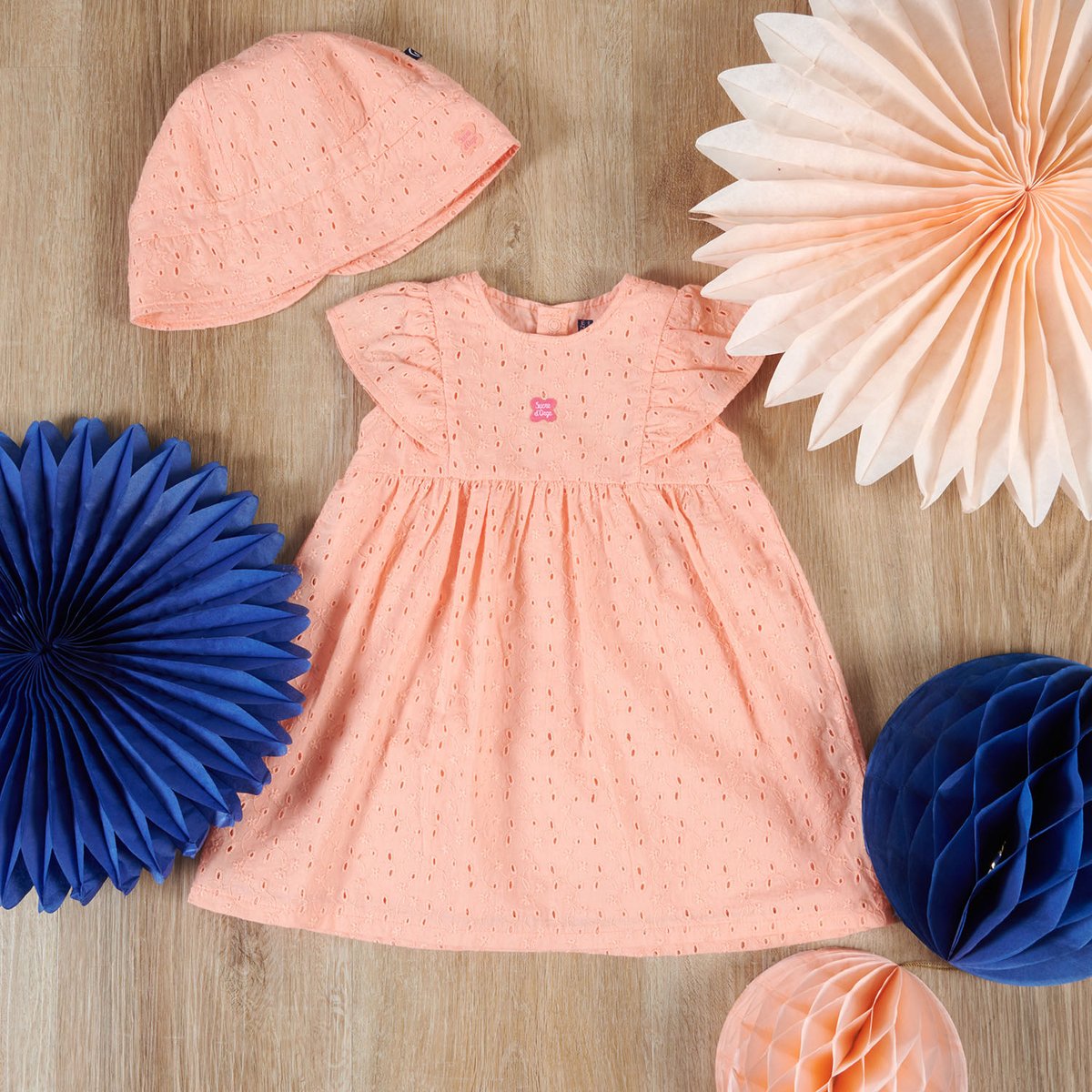 Robe louise voile manches courtes bebe orange, SUCRE D'ORGE