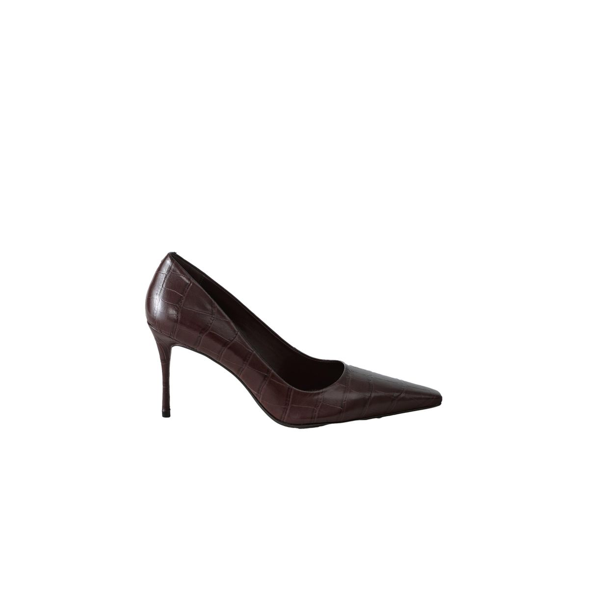 Escarpins pointus en cuir effet croco marron chocolat, NEXT