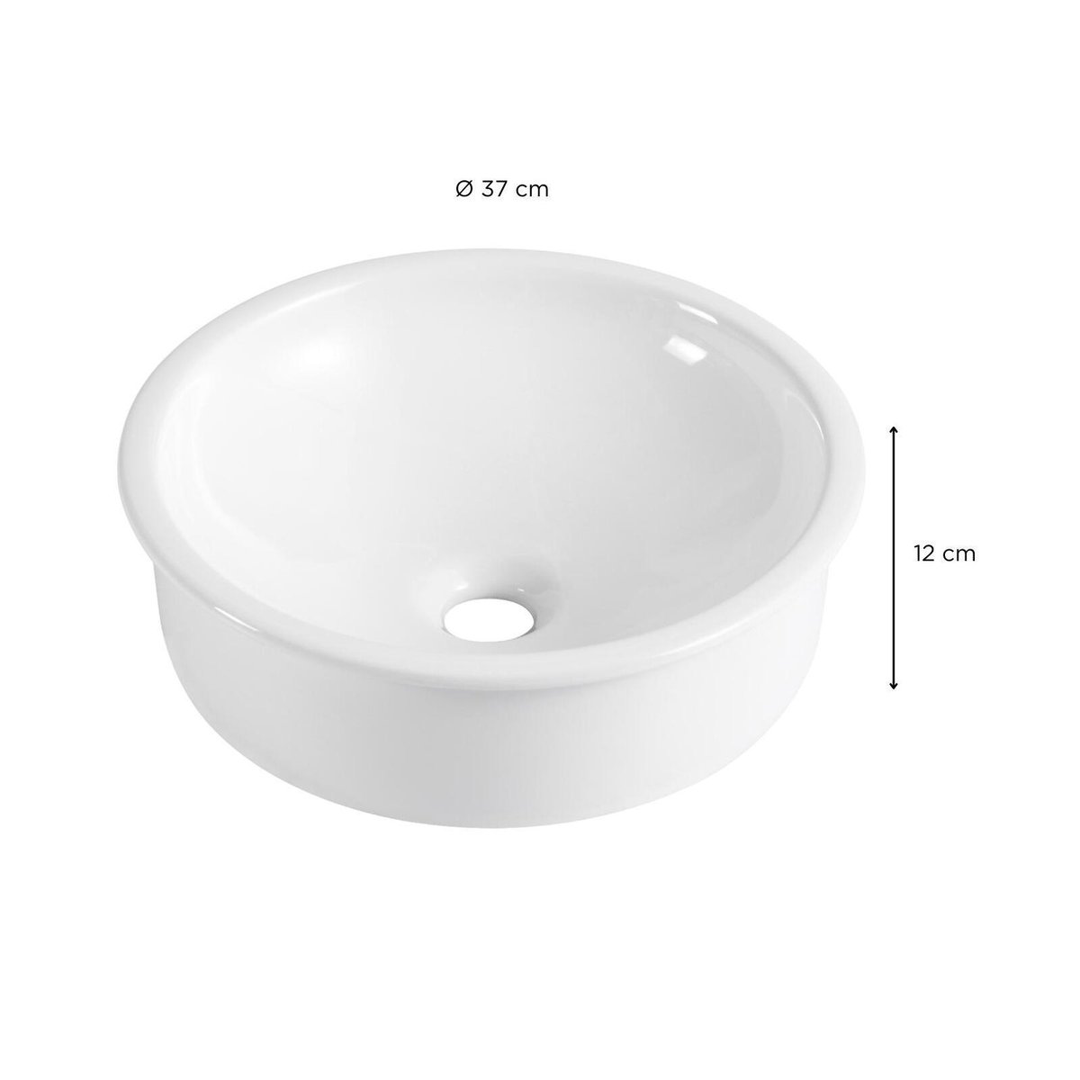Vasque à encastrer ronde en céramique blanche 37cm LEO blanc, MOB IN