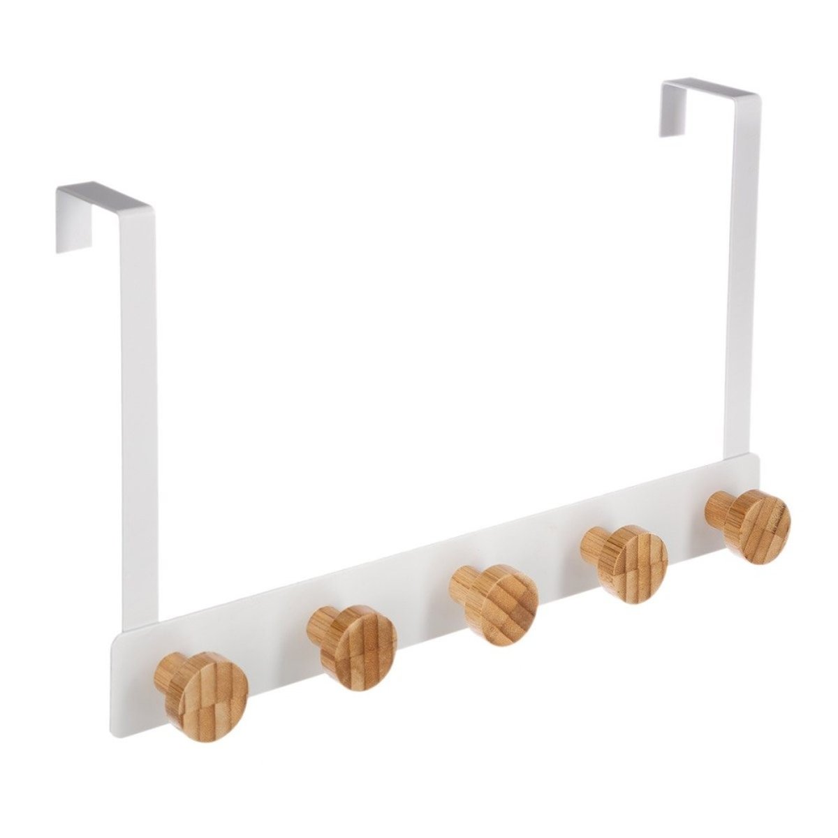 Patère Métal Bambou 5 Têtes Pour Porte Blanc blanc, ATMOSPHERA