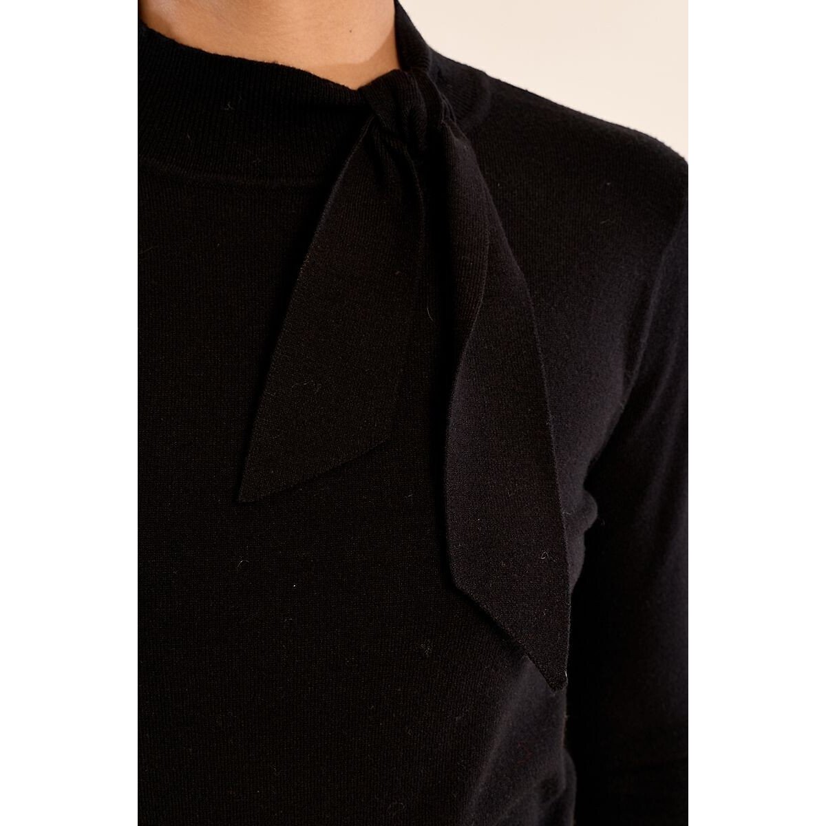 Pull manches longues avec col à nouer noir, MOLLY BRACKEN