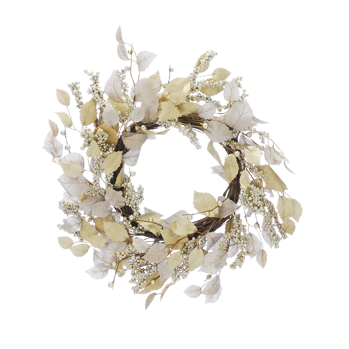 60cm Nordic Lights Metallic Leaf Wreath gold-coloured, SO'HOME