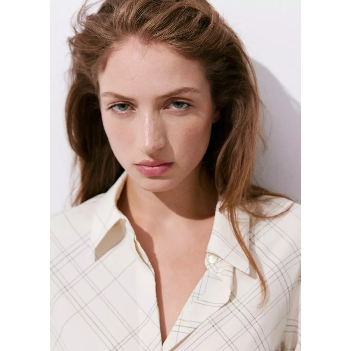 Chemise droite imprimée écru, MANGO