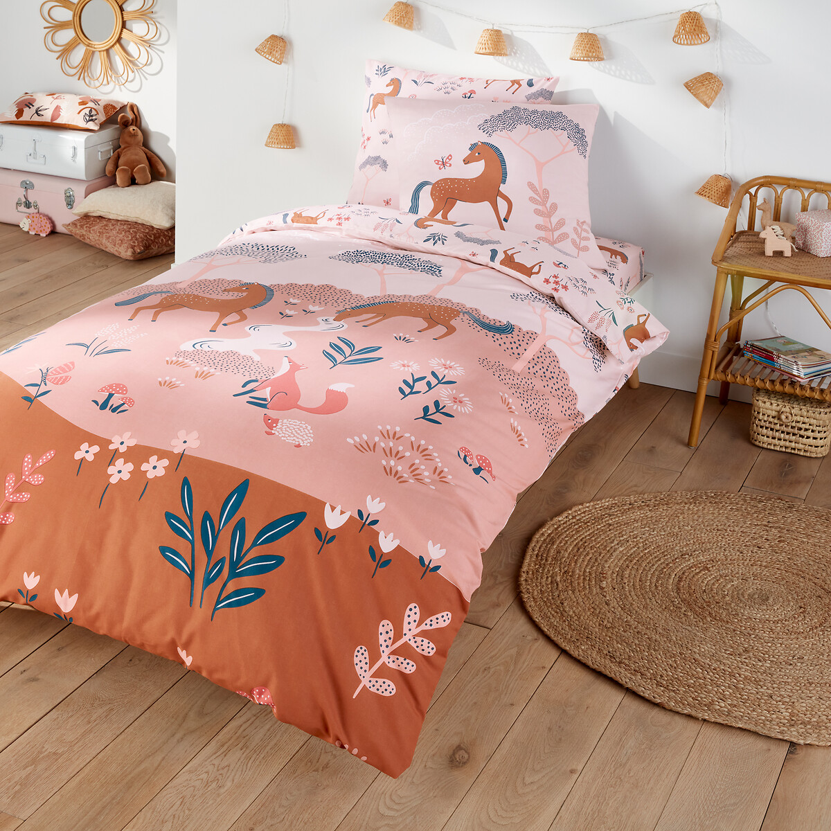 Housse de couette coton, Bagatelle imprimé rose, LA REDOUTE INTERIEURS