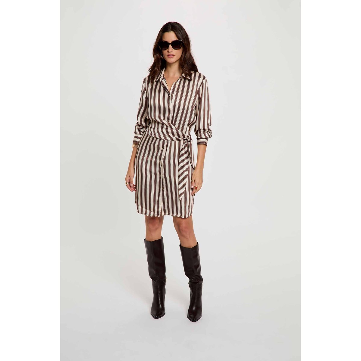 Robe chemise rayée multicolore, MORGAN