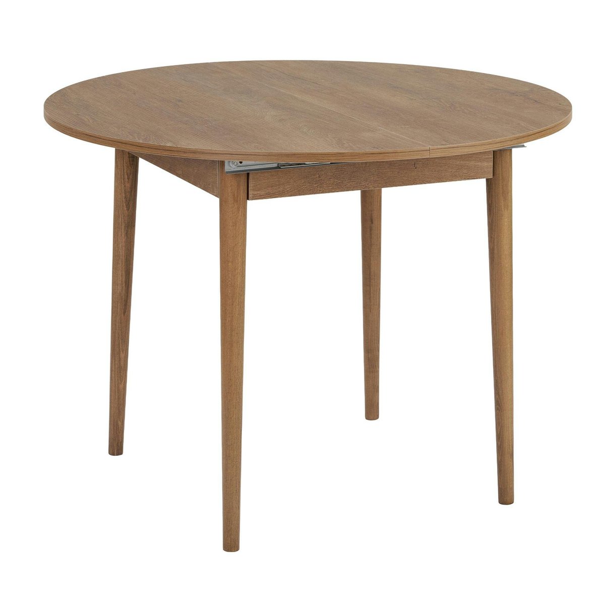 Table ronde extensible 4/6 places en mélaminé MARFA chêne brun, PIER IMPORT