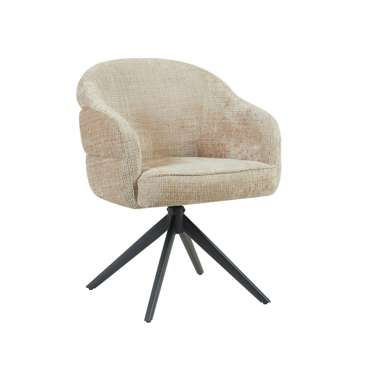 Chaise arrondie pivotante en tissu chenille (lot de 2) CORTINA beige, PIER IMPORT