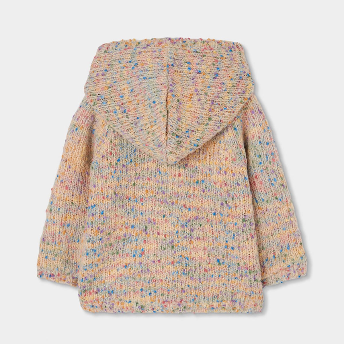 Veste en maille fille à capuche blanc, BOBOLI