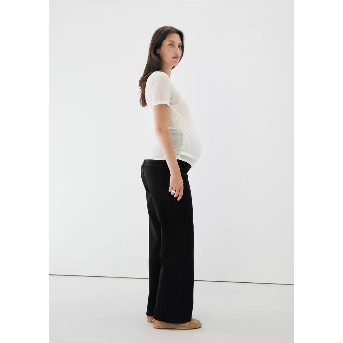 Jean de grossesse droit black denim, MANGO