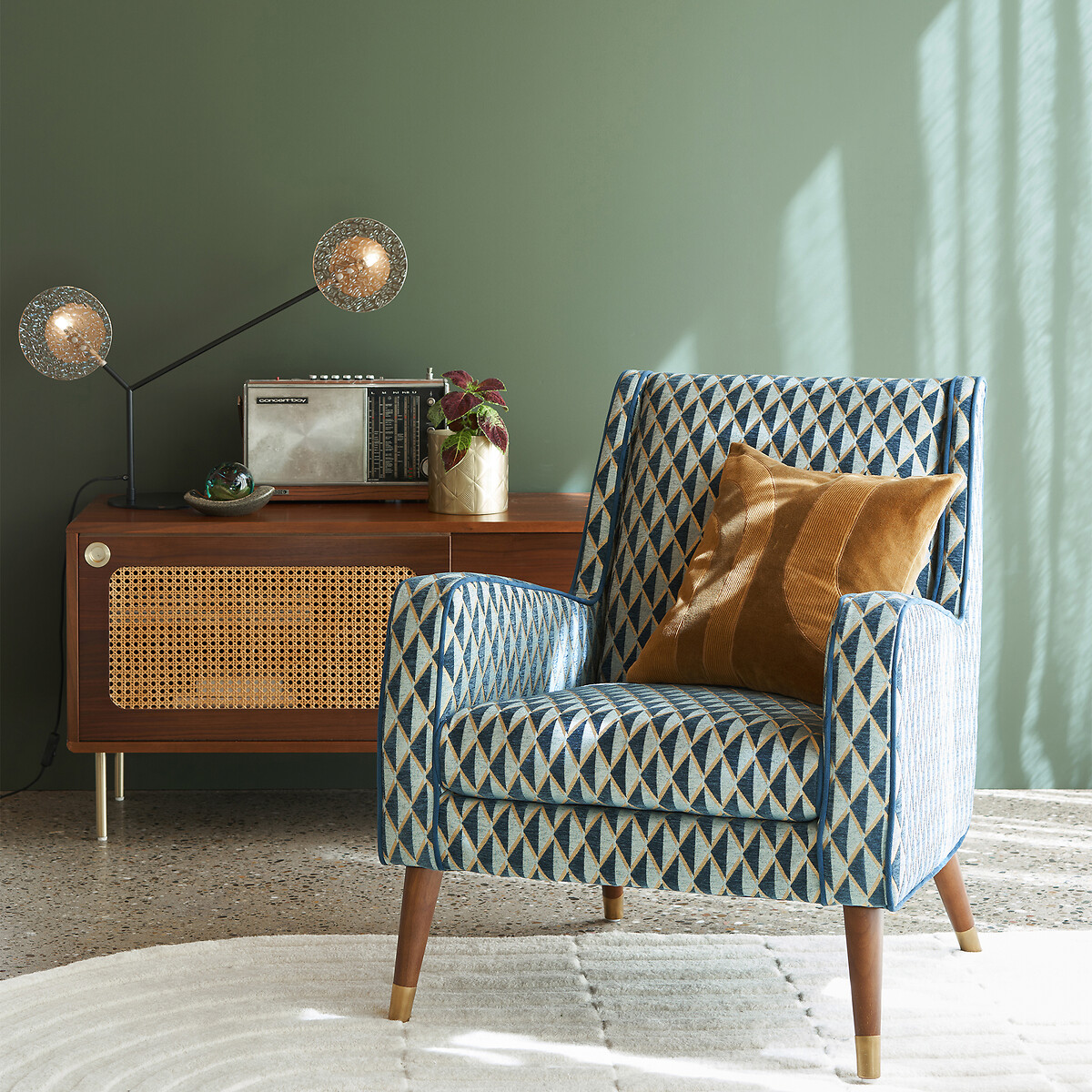Fauteuil, en velours, (Y) ocre, LA REDOUTE INTERIEURS