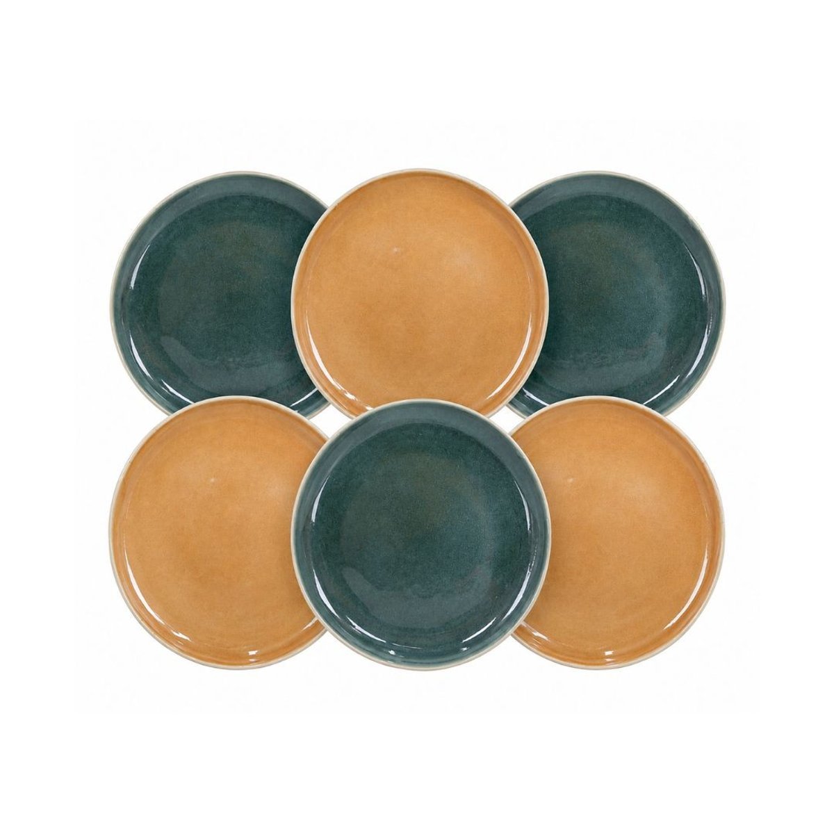 Lot de 6 grandes assiettes, CORALIA vert, ARTIME
