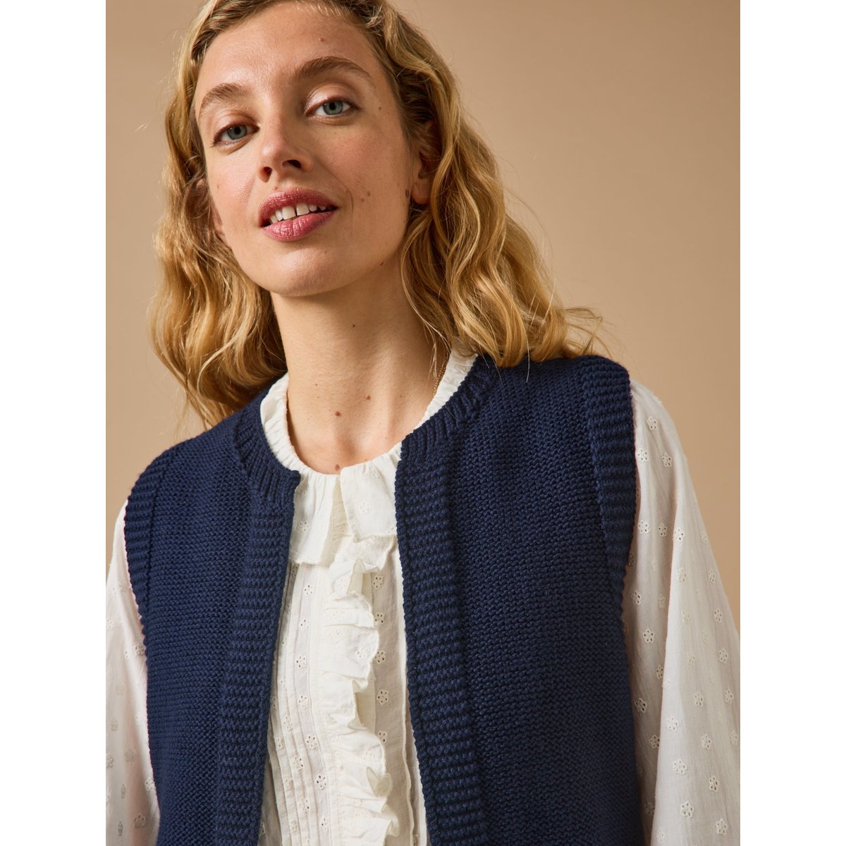 Gilet laine mérinos - Cyrillus X les 3 Tricoteurs marine, CYRILLUS