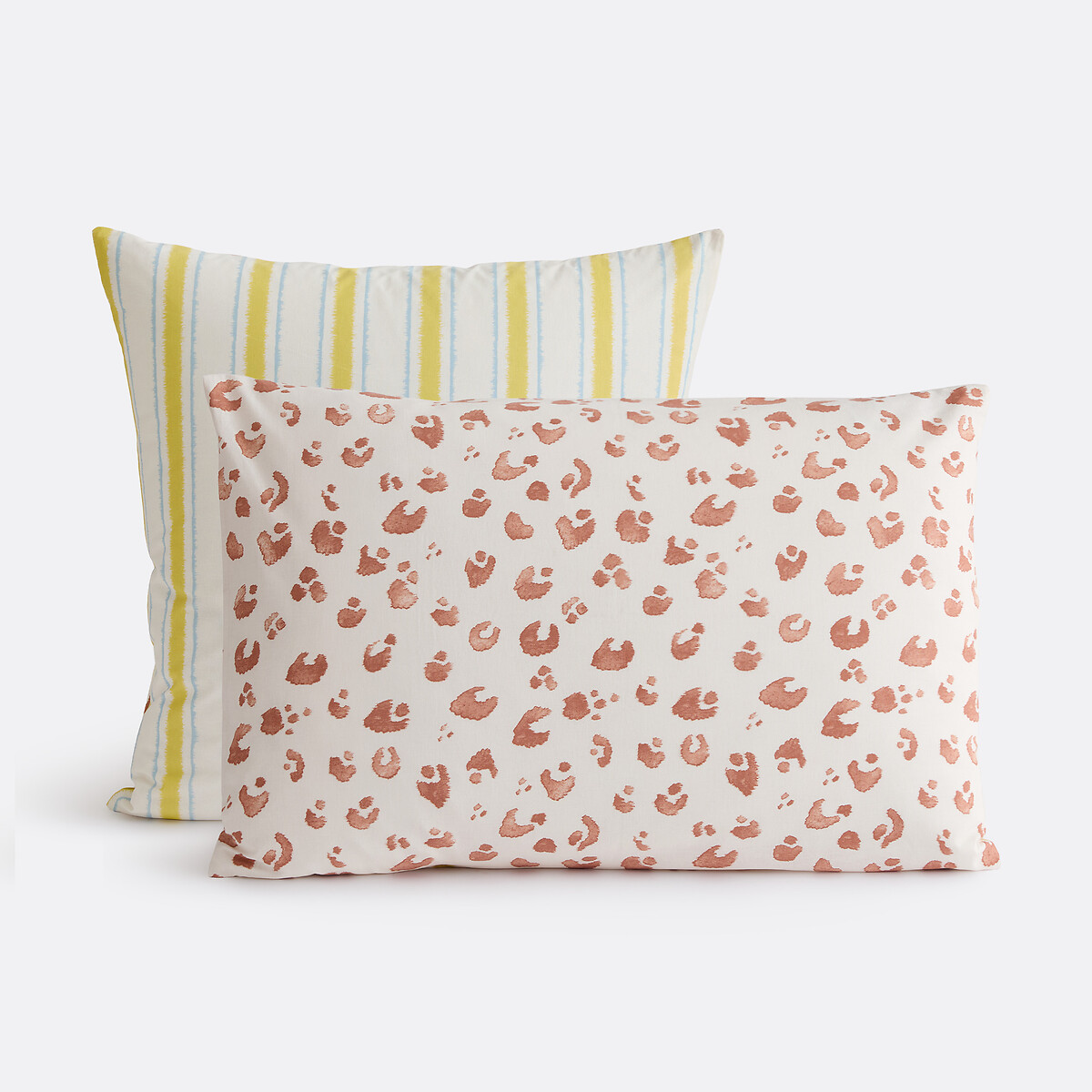 Funda de almohada de algodón, estampado de leopardo en el reverso, JAVAD imprimé léopard/rayures, LA REDOUTE INTERIEURS