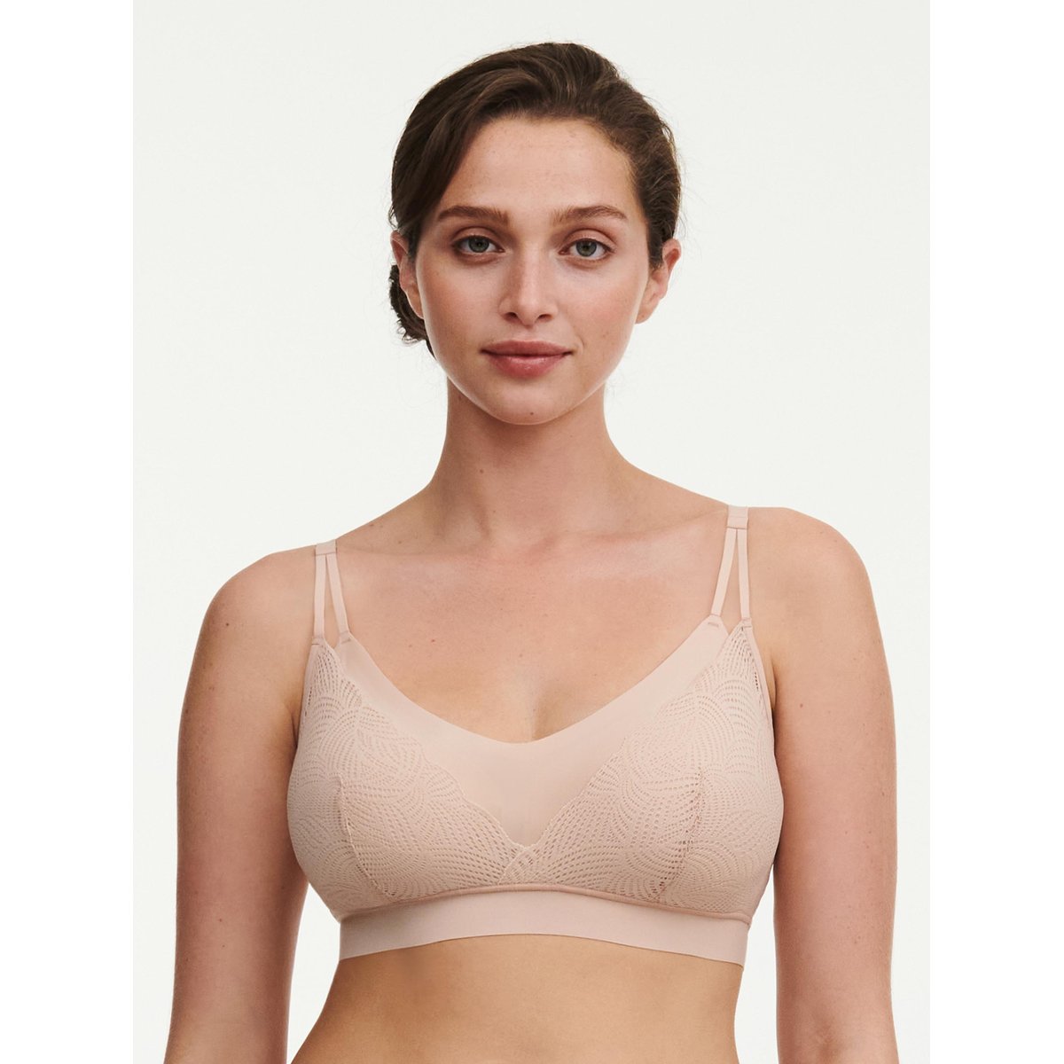 Bralette dentelle à coques SOFTSTRETCH beige doré, CHANTELLE