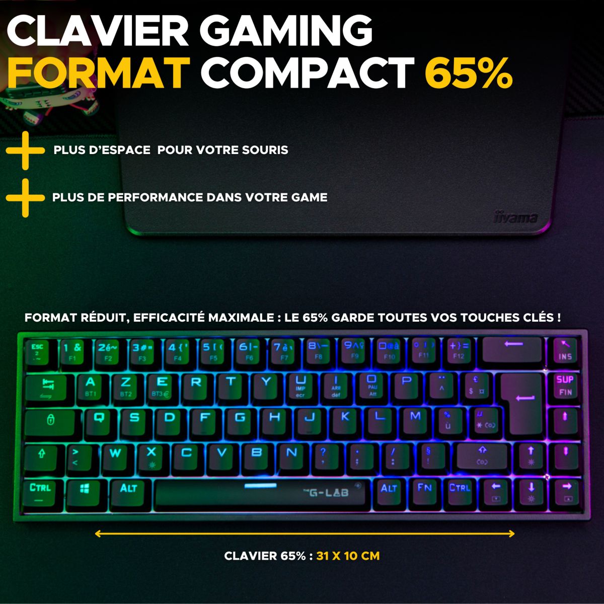 Clavier gamer KEYZ titanium couleur unique, THE G-LAB