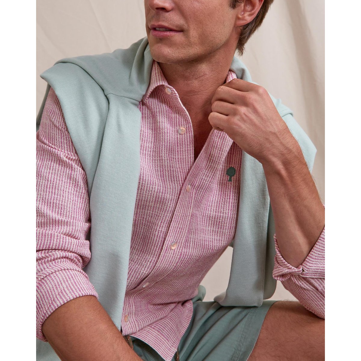 Chemise IRATY écru et rose, FAGUO