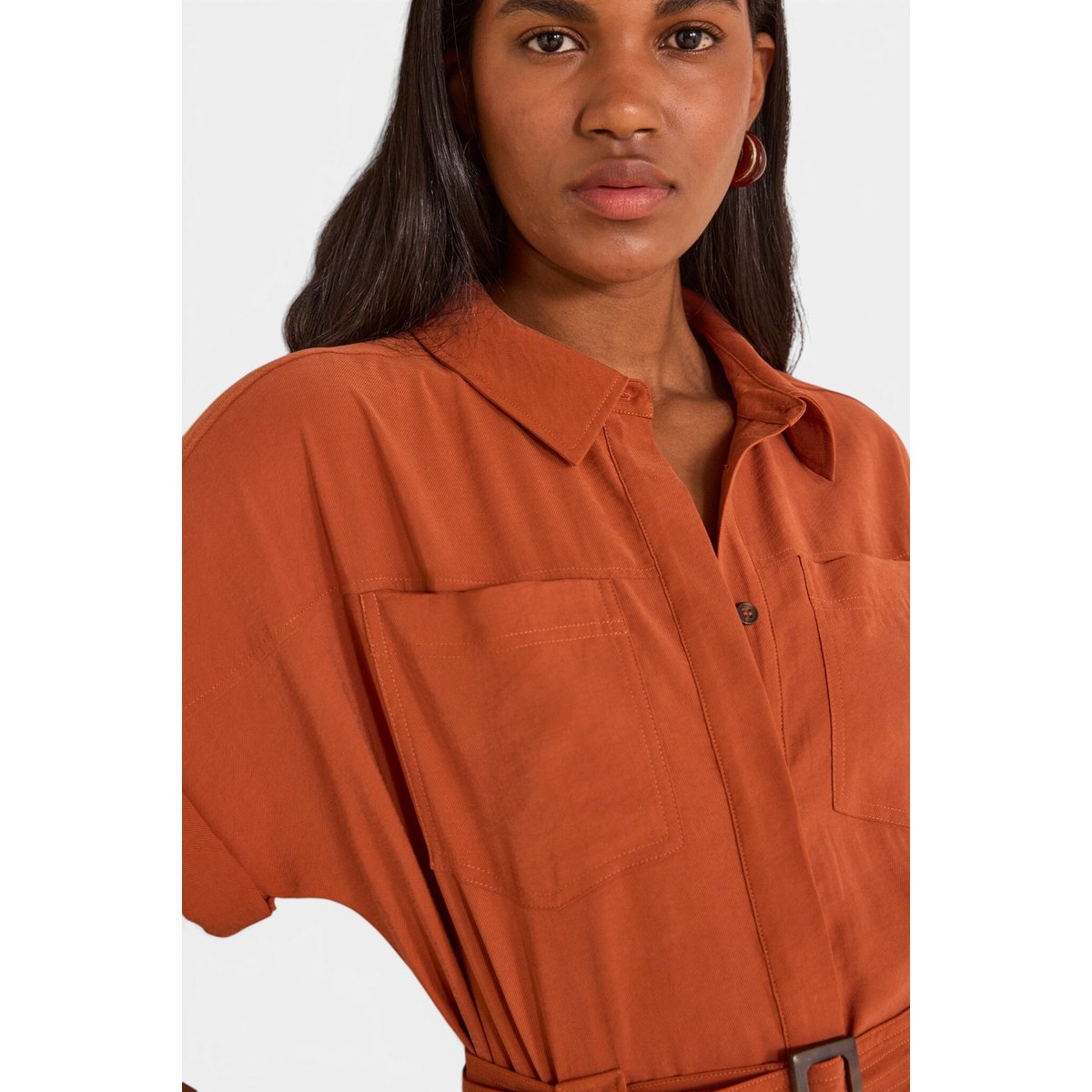 Robe chemise droite RAMA brique, Maison 123