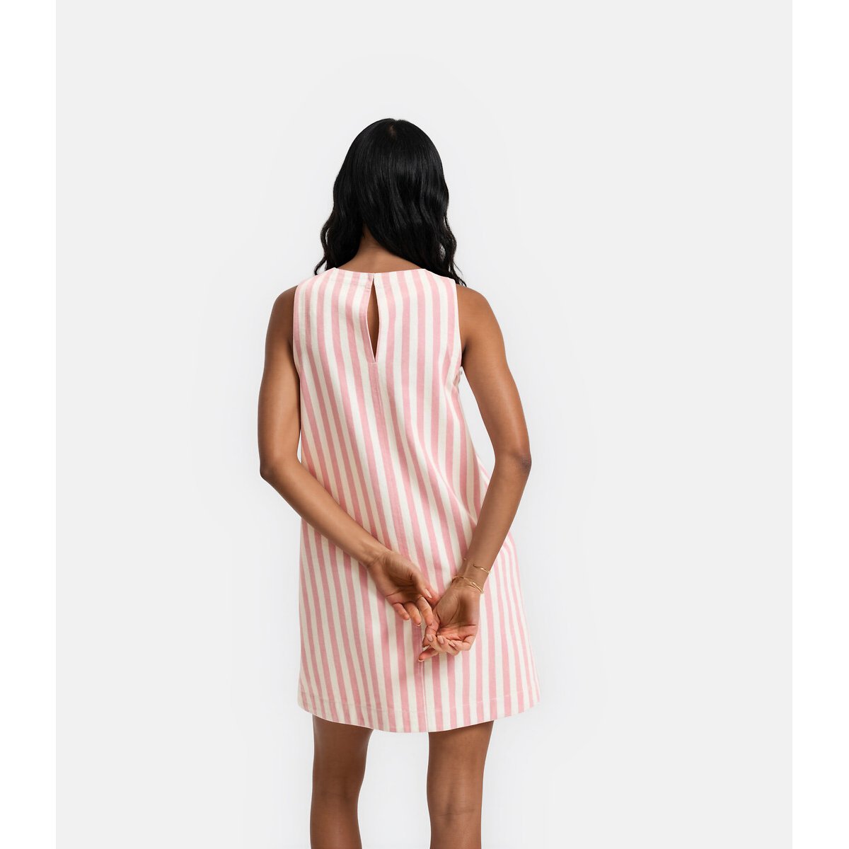 Abito corto senza maniche a righe rigato rosa avorio, LA REDOUTE COLLECTIONS