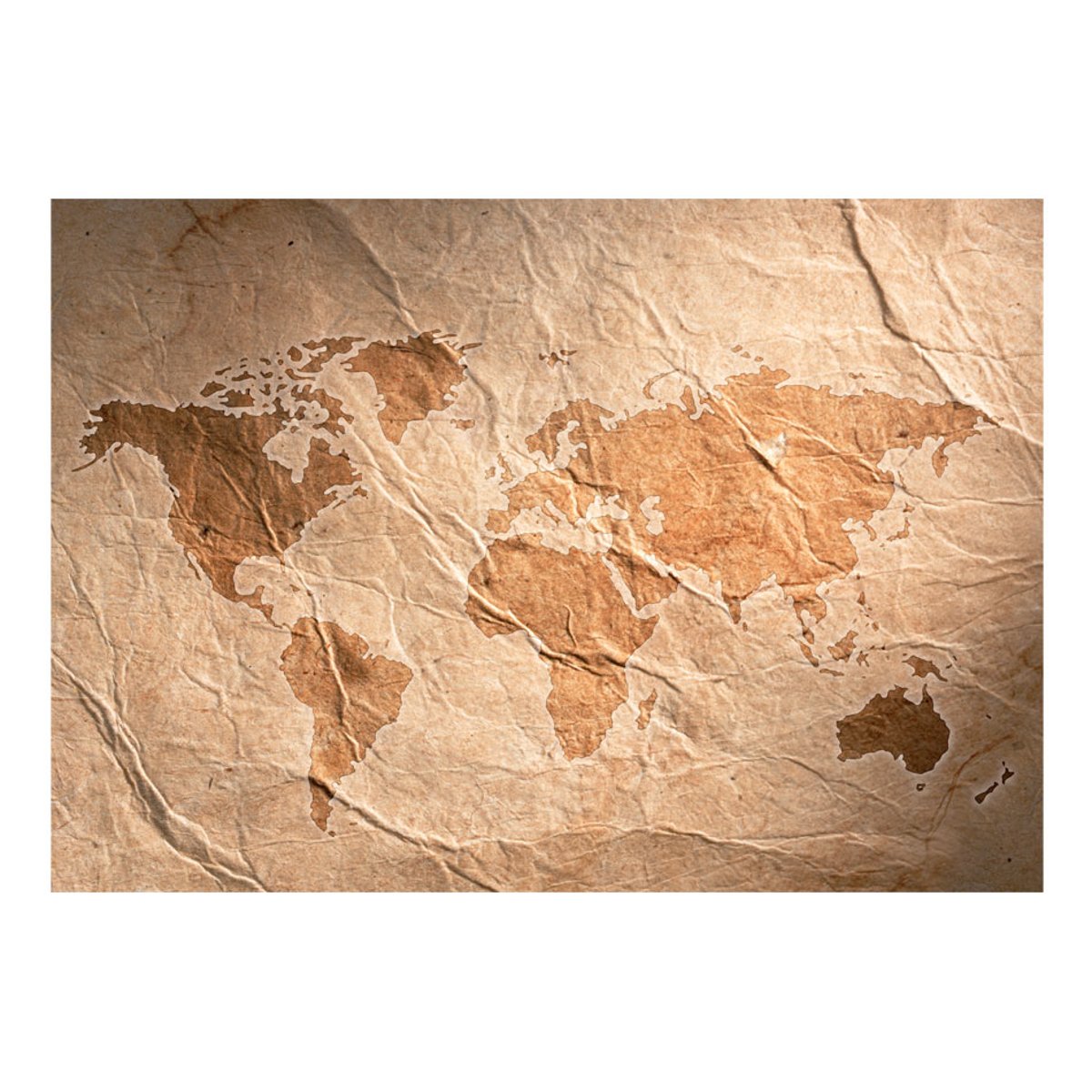 Papier peint intissé panoramique Carte du monde Sandy Map beige, EDEN