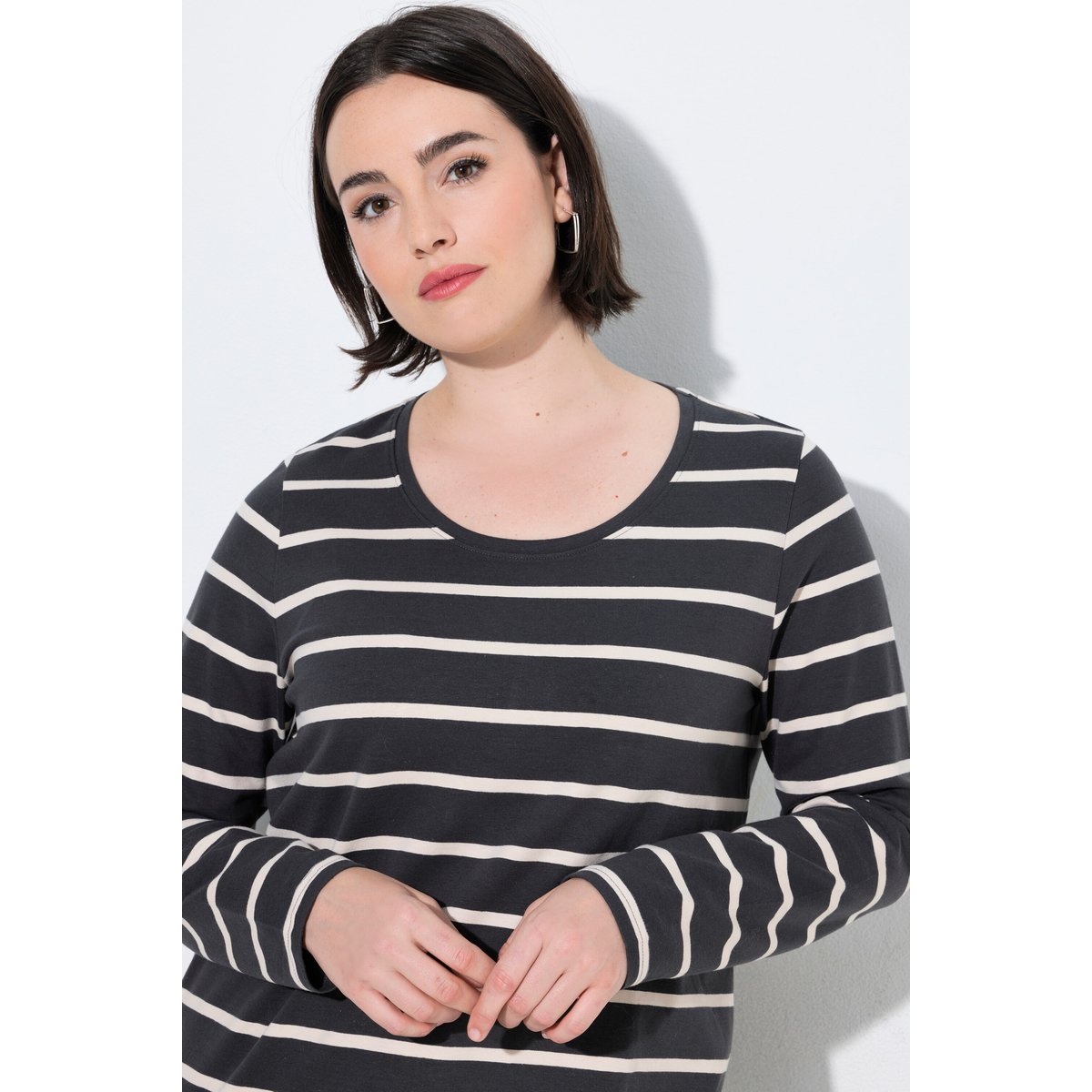 T-shirt rayé, coupe Classic Fit gris noir, ULLA POPKEN
