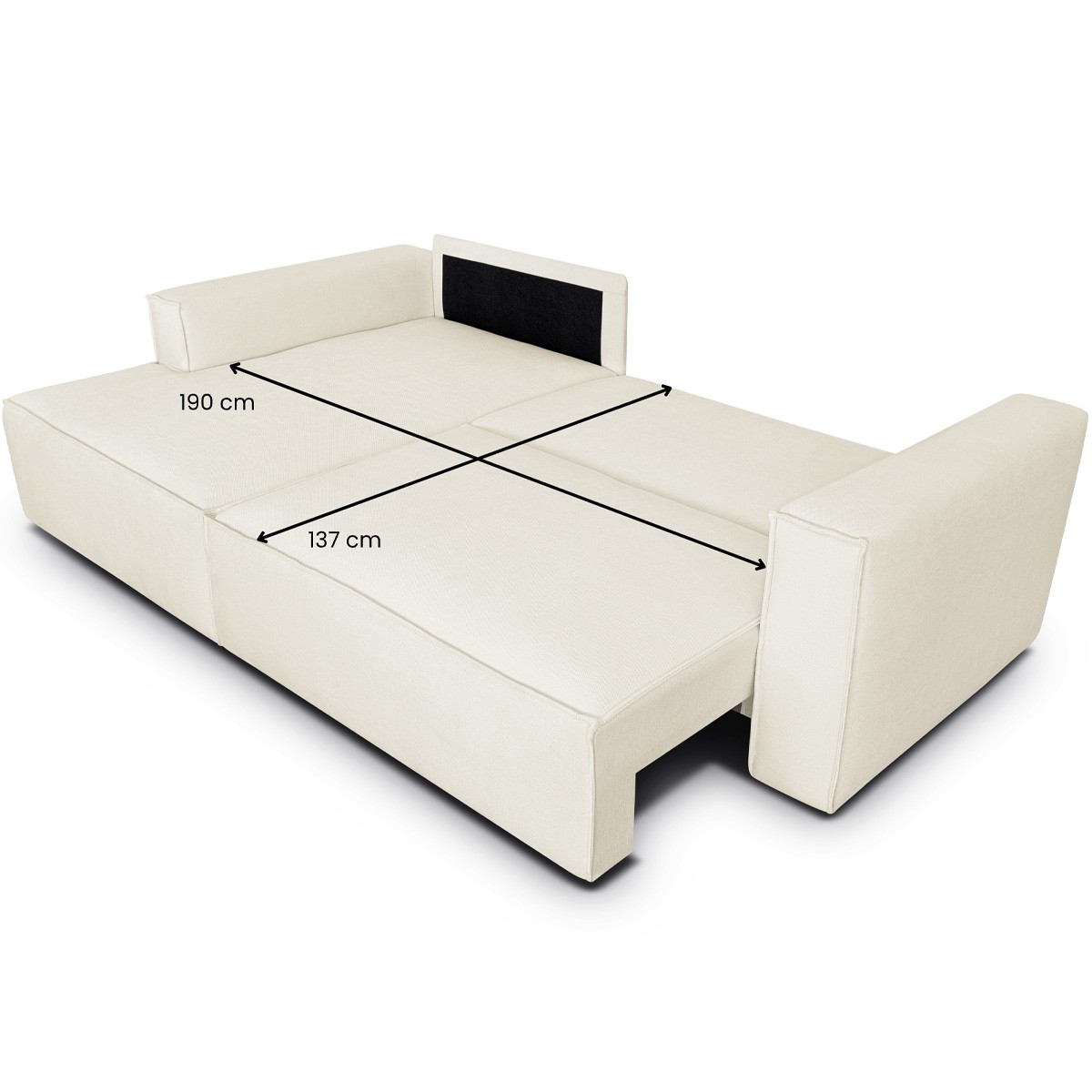 Canapé d'angle à gauche convertible 3 places en tissu chenille - ASTI beige, HOMIFAB