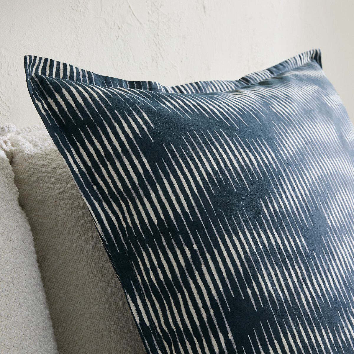 Taie d'oreiller en satin de coton lavé, VITTORE bleu nuit, AM.PM