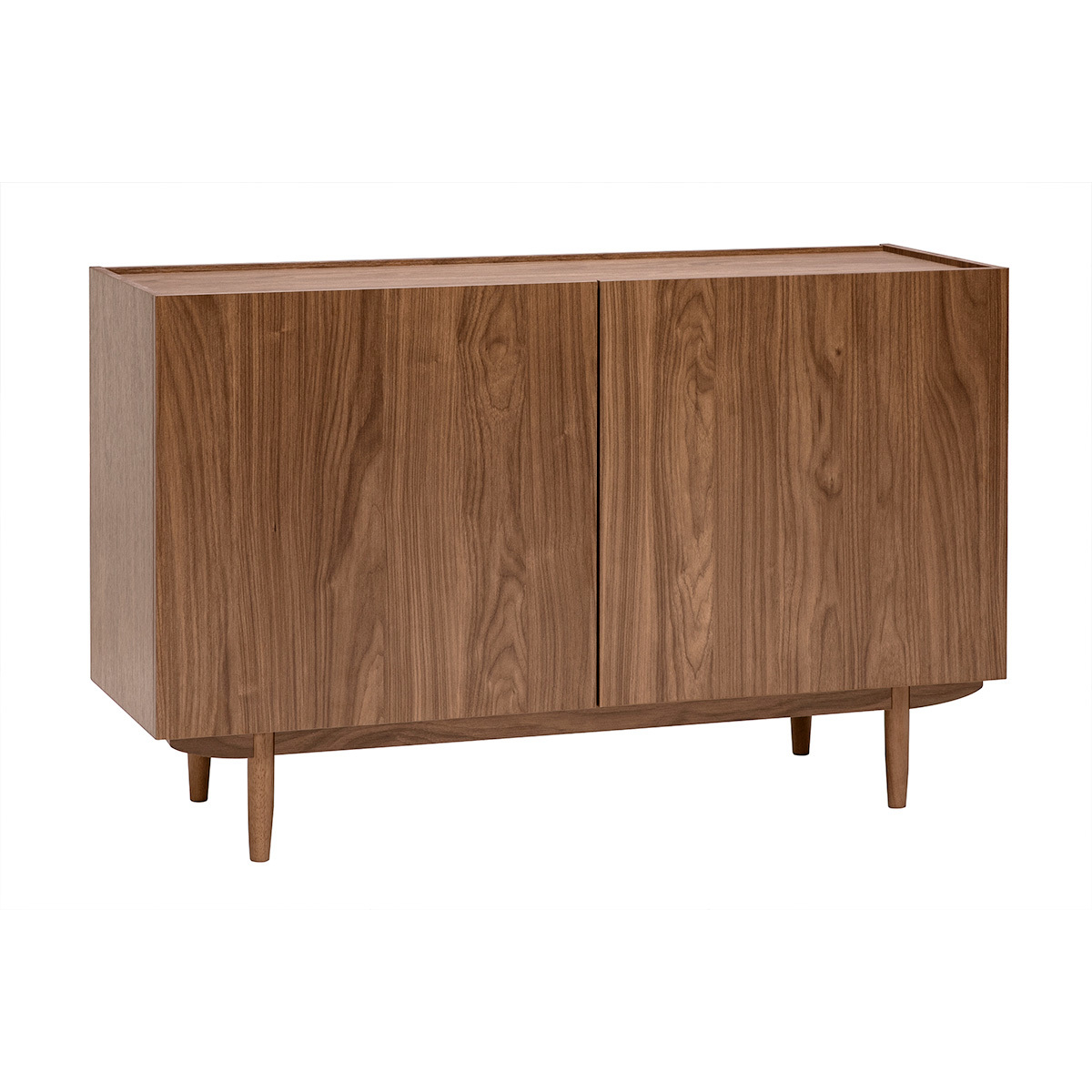 Buffet vintage finition bois foncé noyer 2 portes L120 cm SANAA couleur unique, MILIBOO