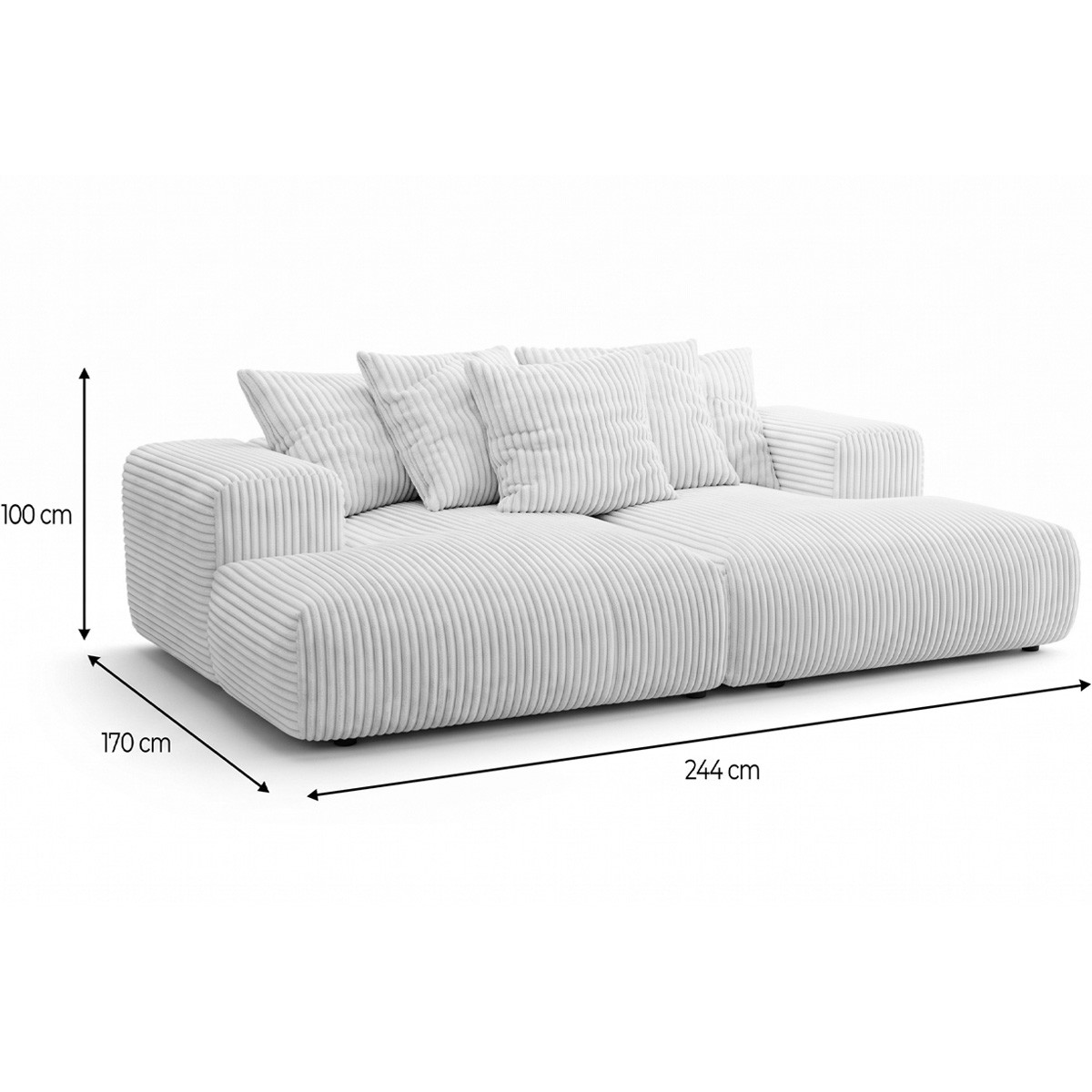 Canapé 3 places en tissu chenille - BELVIA beige, HOMIFAB