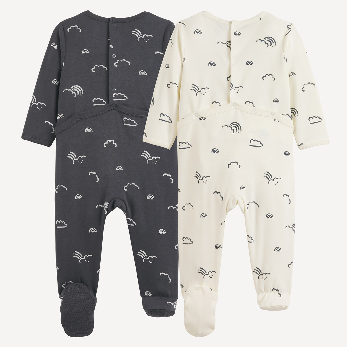 Set van 2 1-delige pyjama's in katoen, wolkenprint gemengd, LA REDOUTE COLLECTIONS