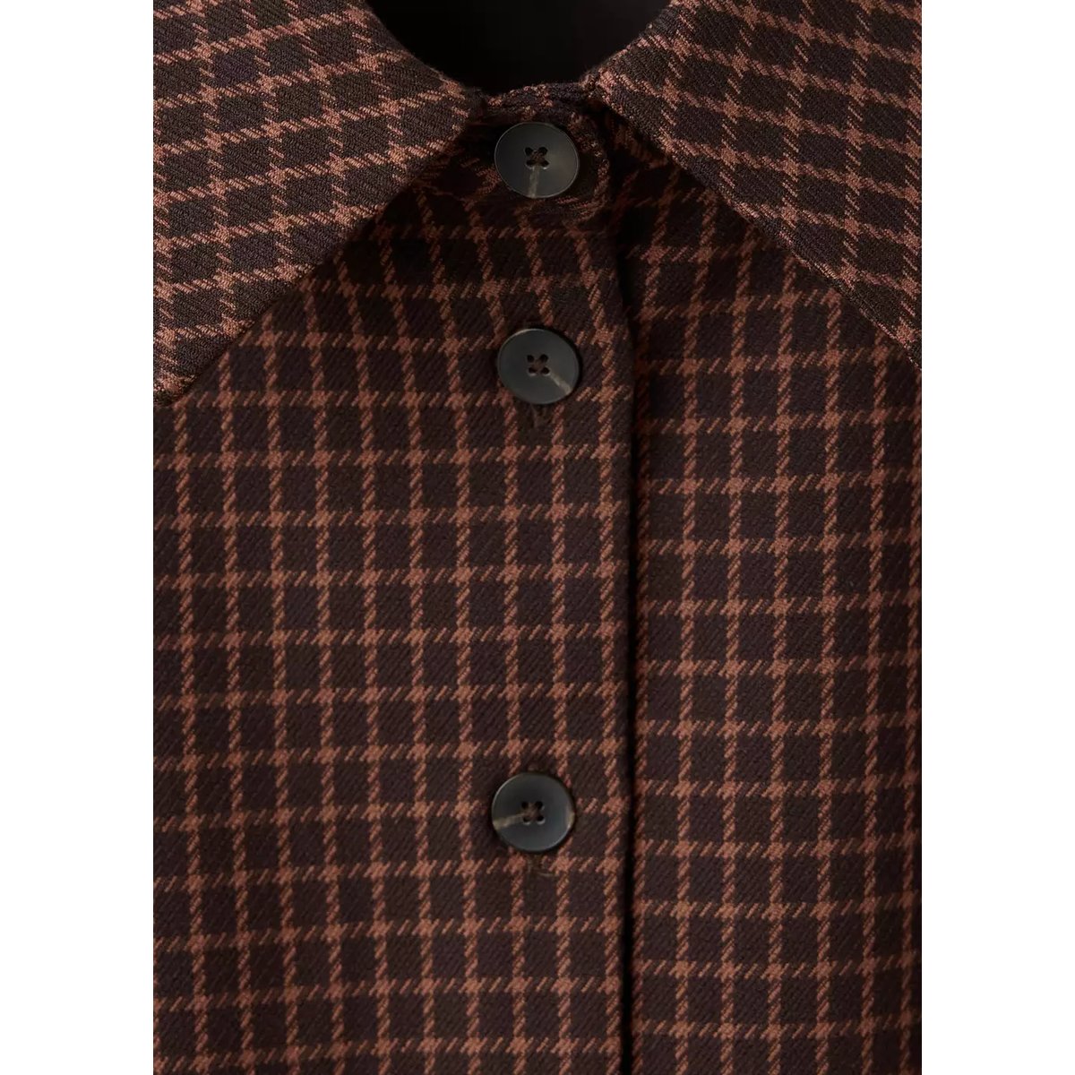 Chemise cintrée pied-de-poule marron, MANGO