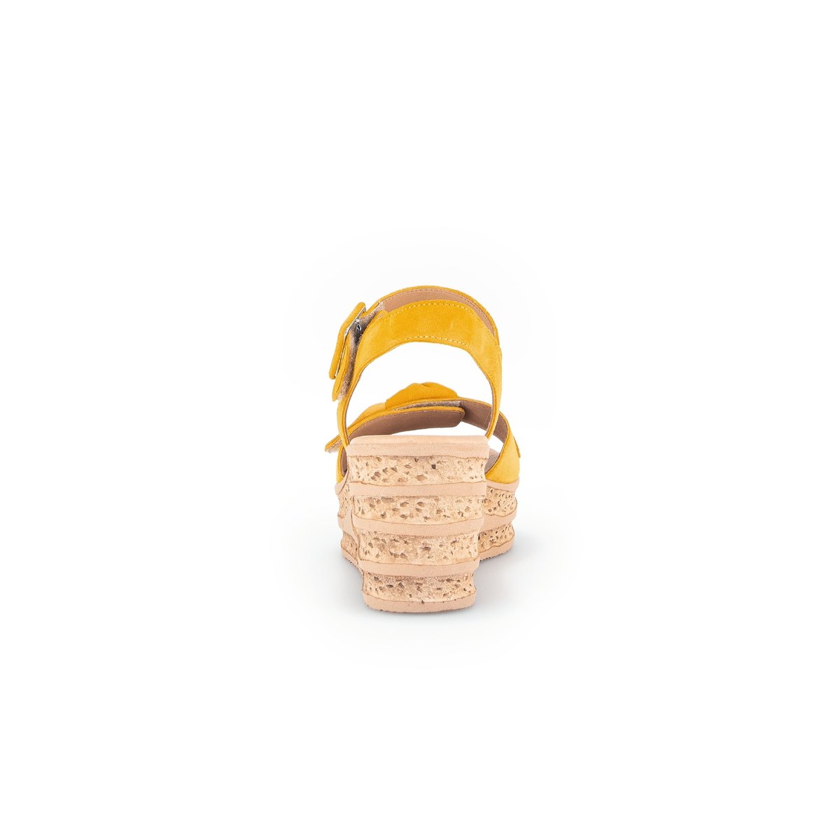 Sandales en cuir velours à talon compensé jaune velours, GABOR