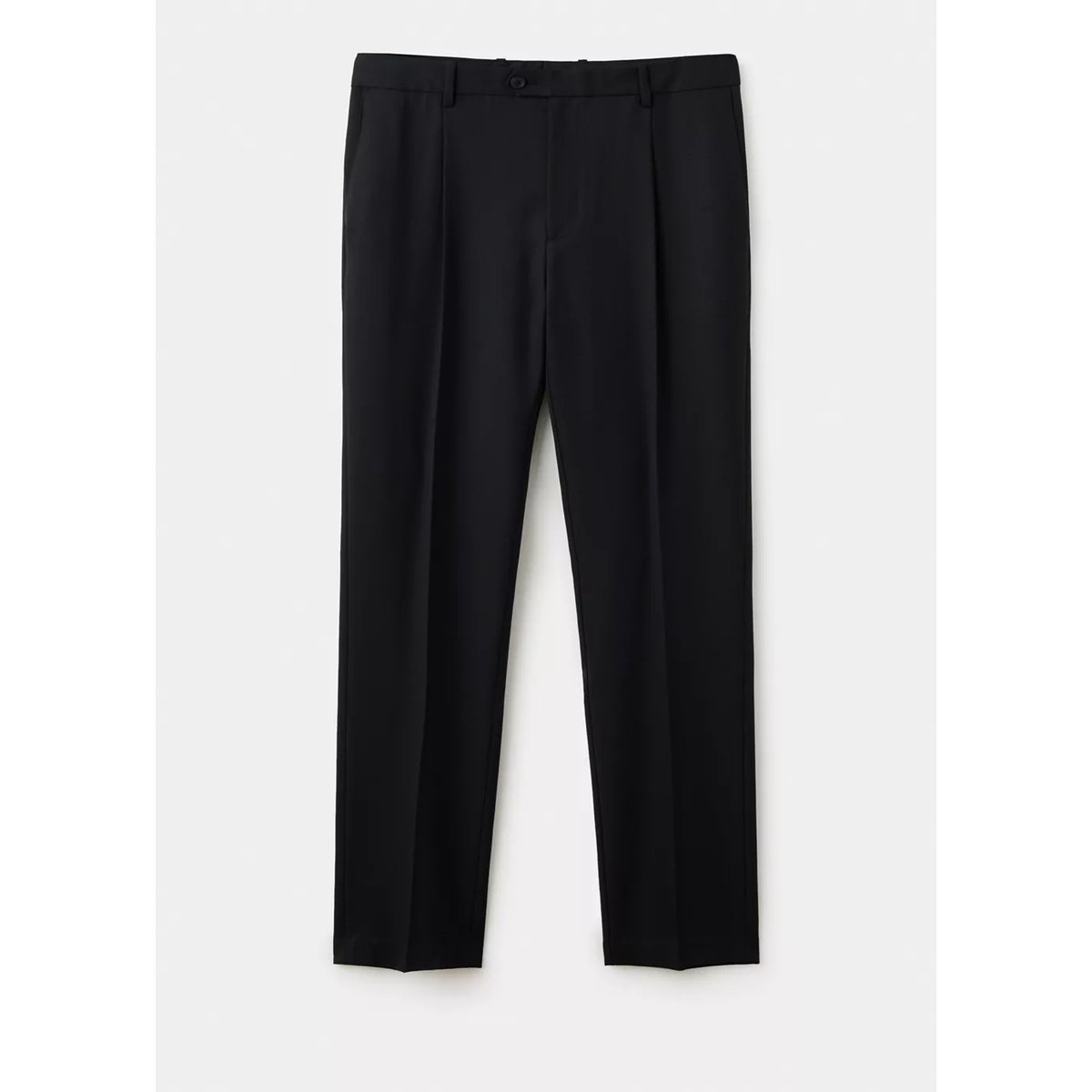 Pantalon en laine mélangée regular fit à pinces noir, MANGO MAN