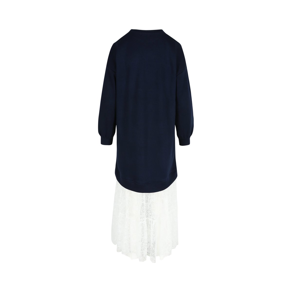Robe sweat avec dentelle bleu marine, LOLALIZA