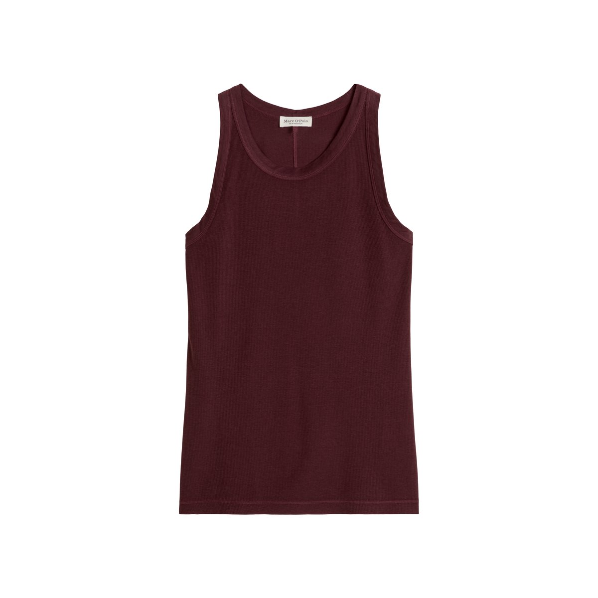 Débardeur côtelé slim en jersey stretch de coton bio Lyocell rouge, MARC O'POLO