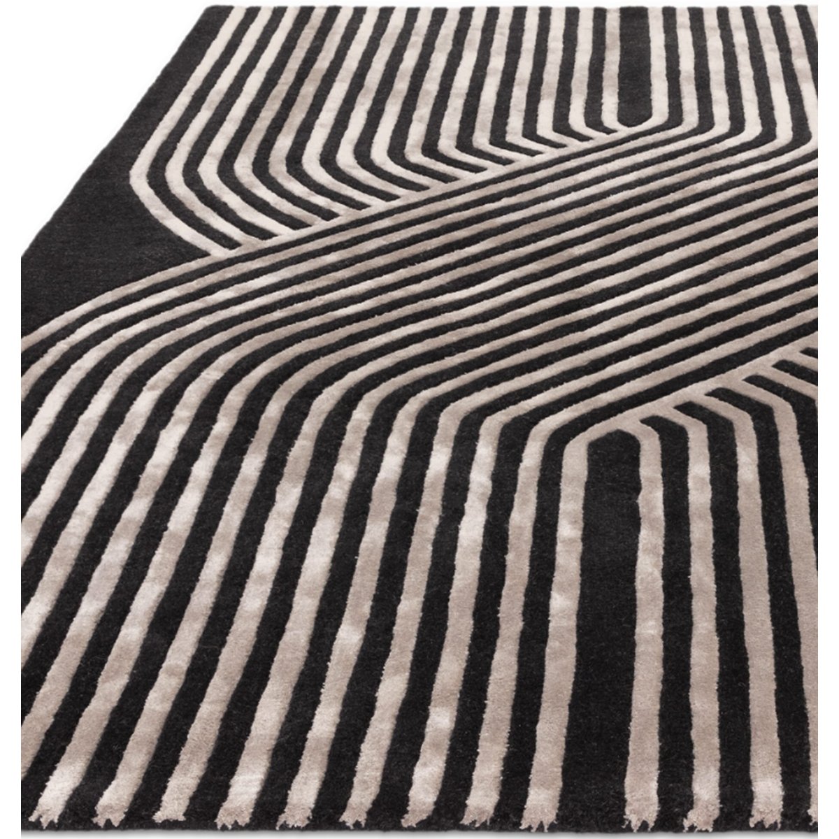 Tapis moderne tufté main en laine ACME noir, NOVATREND