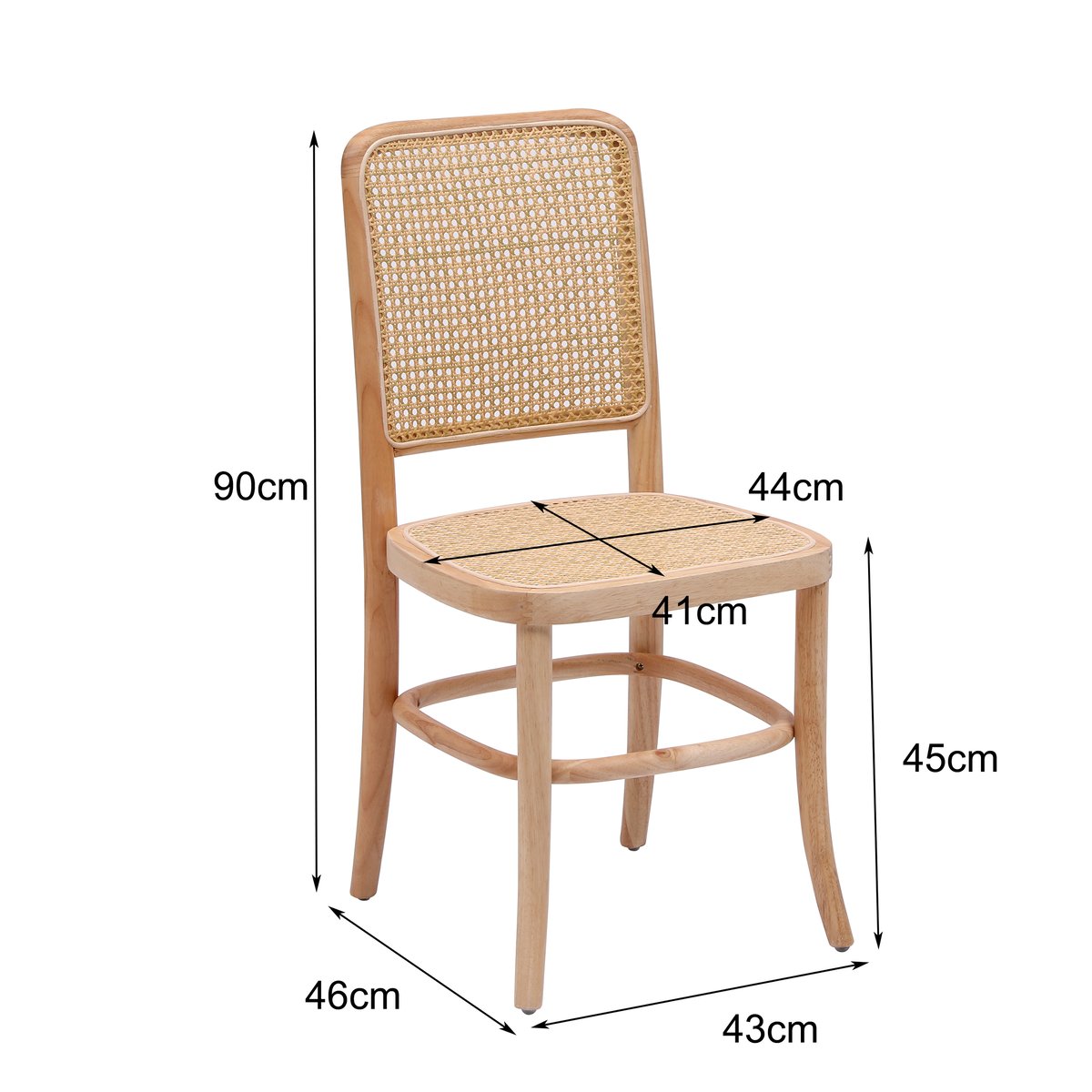 Lot de 2 chaises en rotin, CARACAS bois naturel, NORDLYS