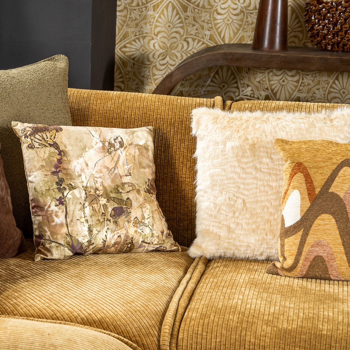 Housse de coussin Linde jaune, DUTCH DECOR