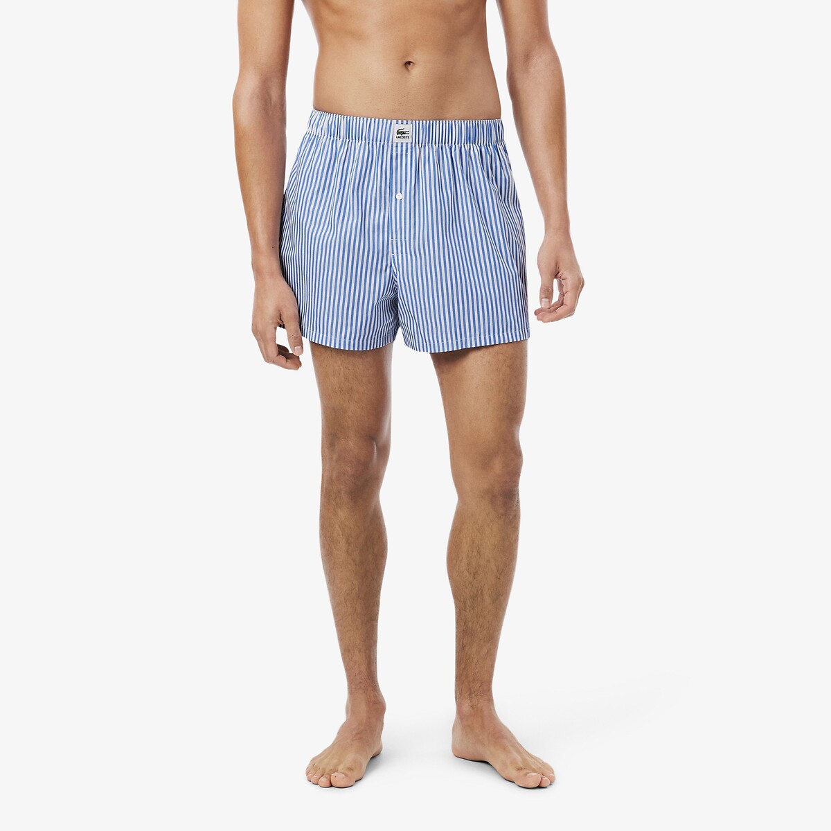 Confezione da 3 boxer in cotone con etichetta intessuta marino + marino + blu, LACOSTE