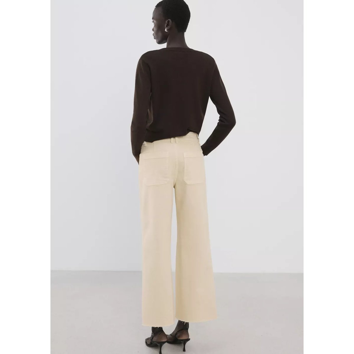 Jean style jupe-culotte Catherin taille haute vanille, MANGO