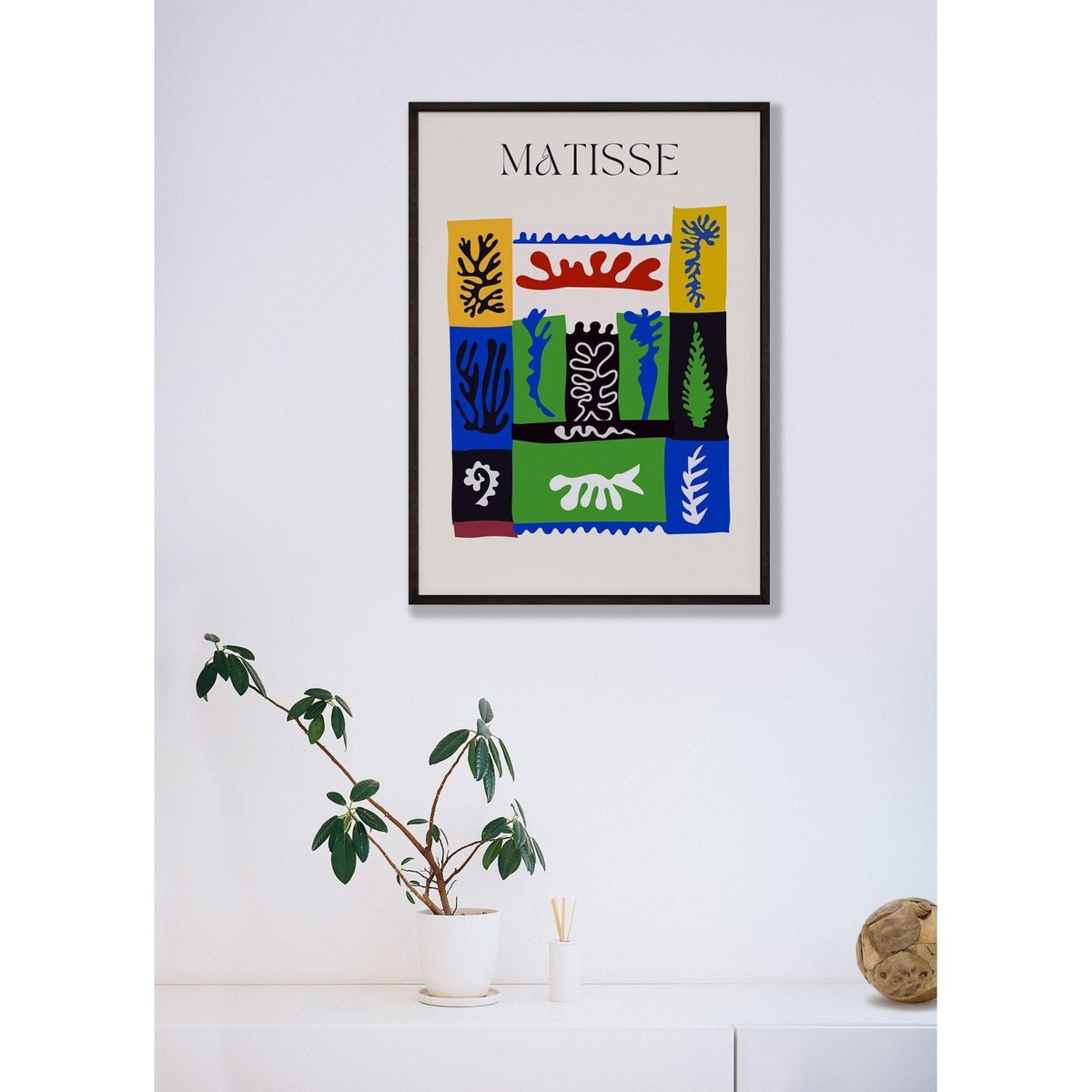 Affiche Matisse 'Composition Abstraite' – Bleu, rouge et noir blanc, L'AFFICHERIE