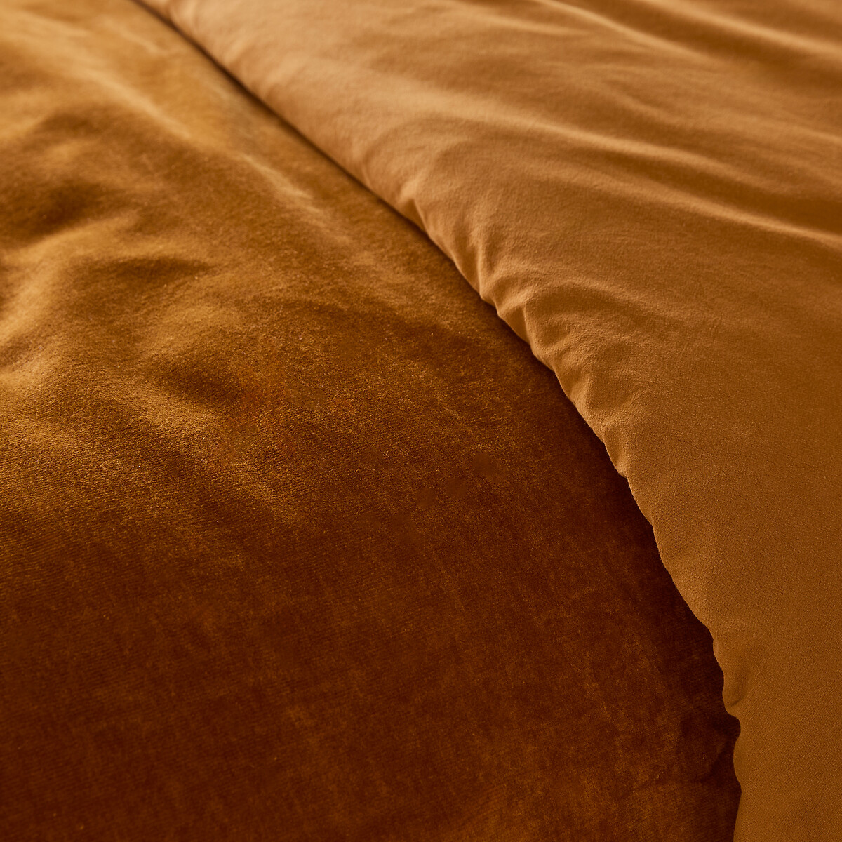 Housse de couette biface velours/coton lavé Noria bronze, LA REDOUTE INTERIEURS