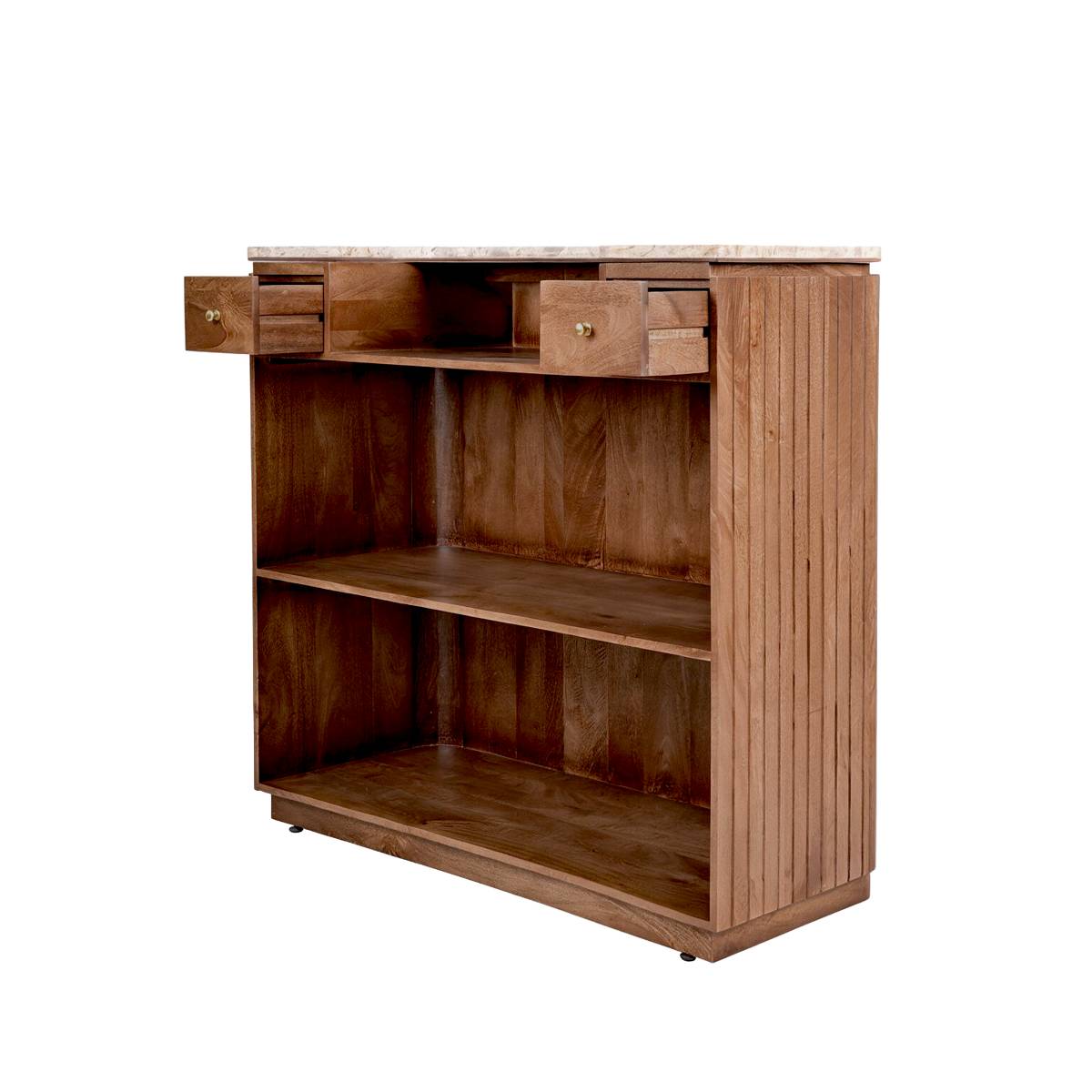 Meuble bar en bois de manguier et marbre  AMAYA bois foncé, MADE IN MEUBLES 