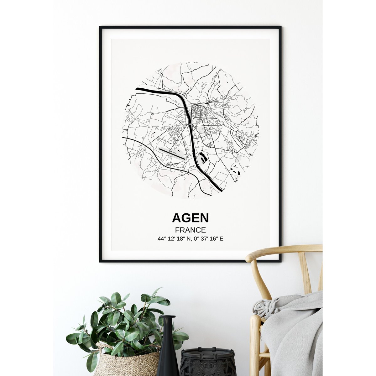 Affiche Carte Agen blanc, L'AFFICHERIE